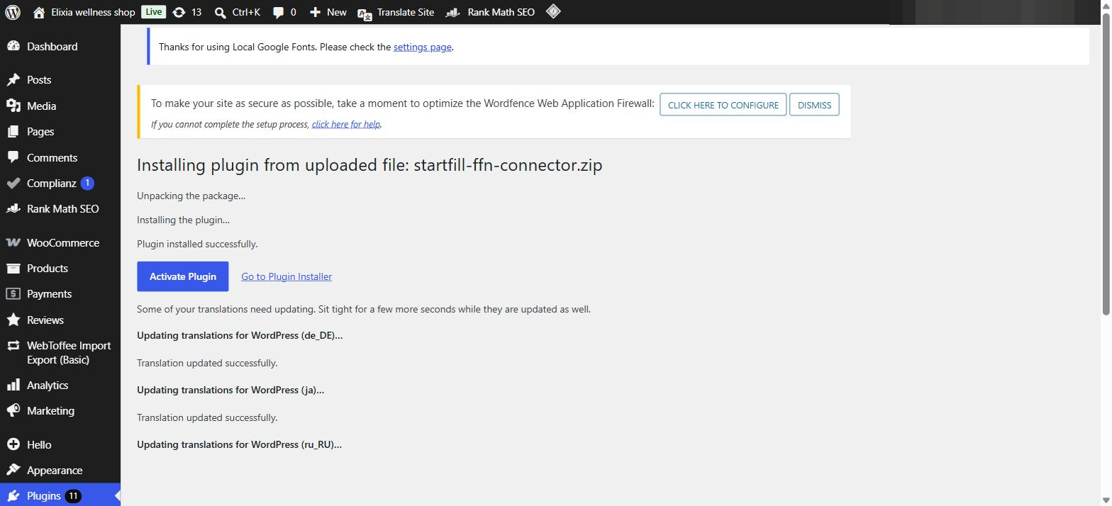 Plugin installed successfully
