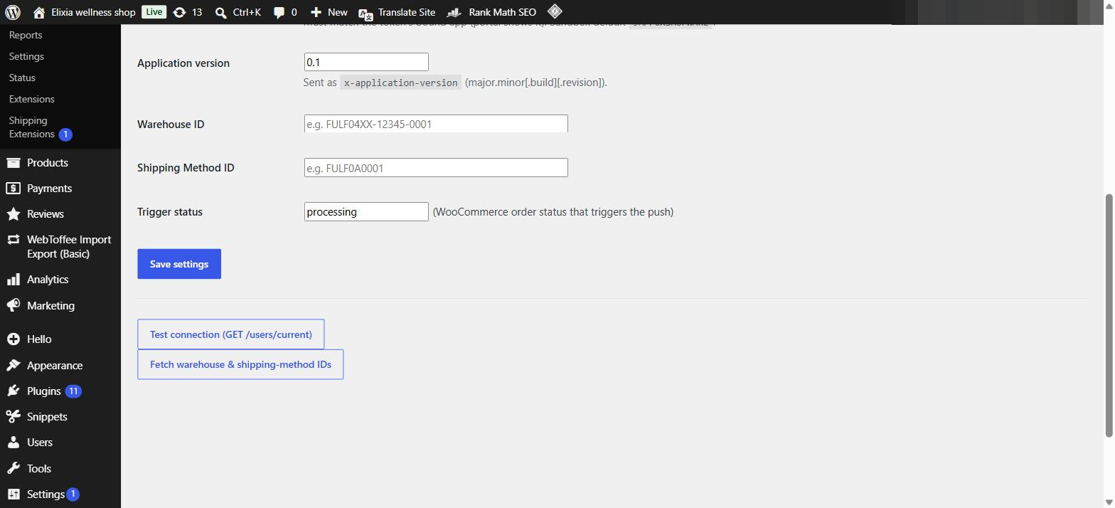 Test connection and automatic ID lookup